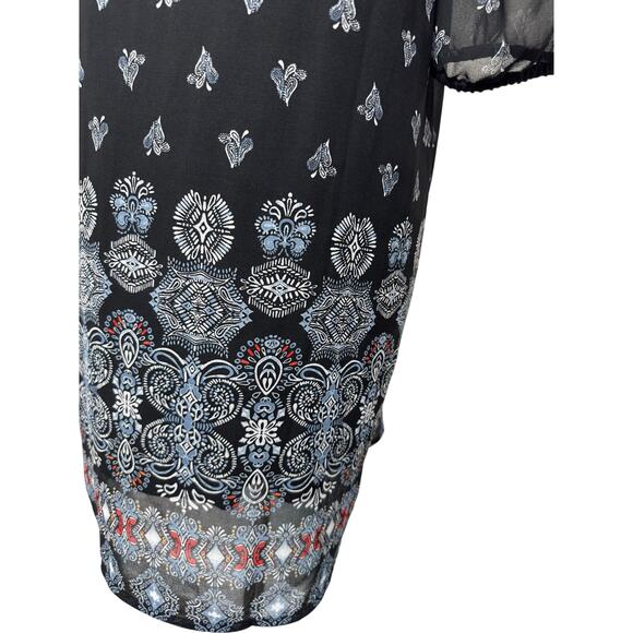 NWT J. Jill Black Boho Print overlay Classic Tunic Shift Dress Womens Medium - Picture 4 of 5